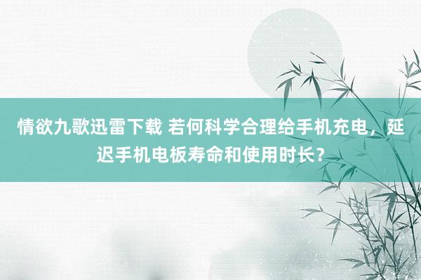 情欲九歌迅雷下载 若何科学合理给手机充电，延迟手机电板寿命和使用时长？